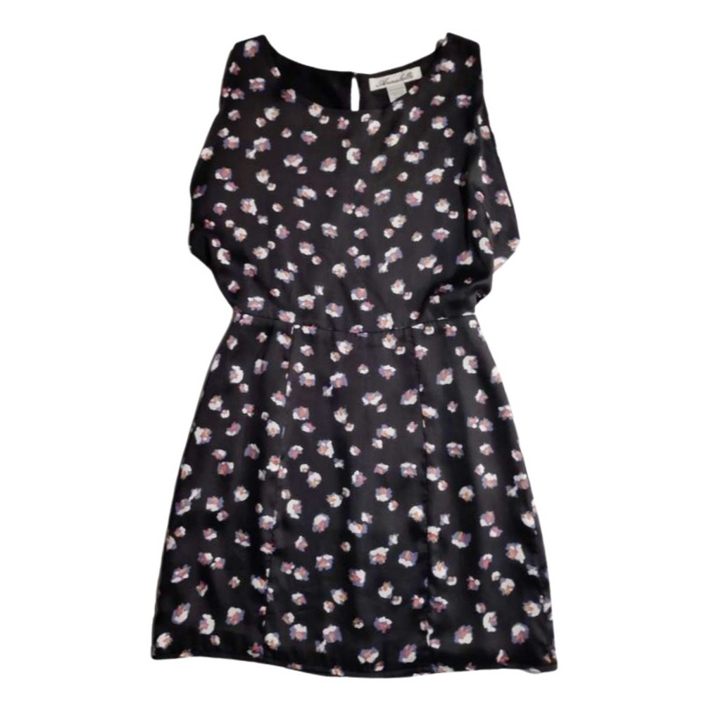 Annabella Black Floral Print Sleeveless Open Back Fit Flare Dress Women's‎ Small